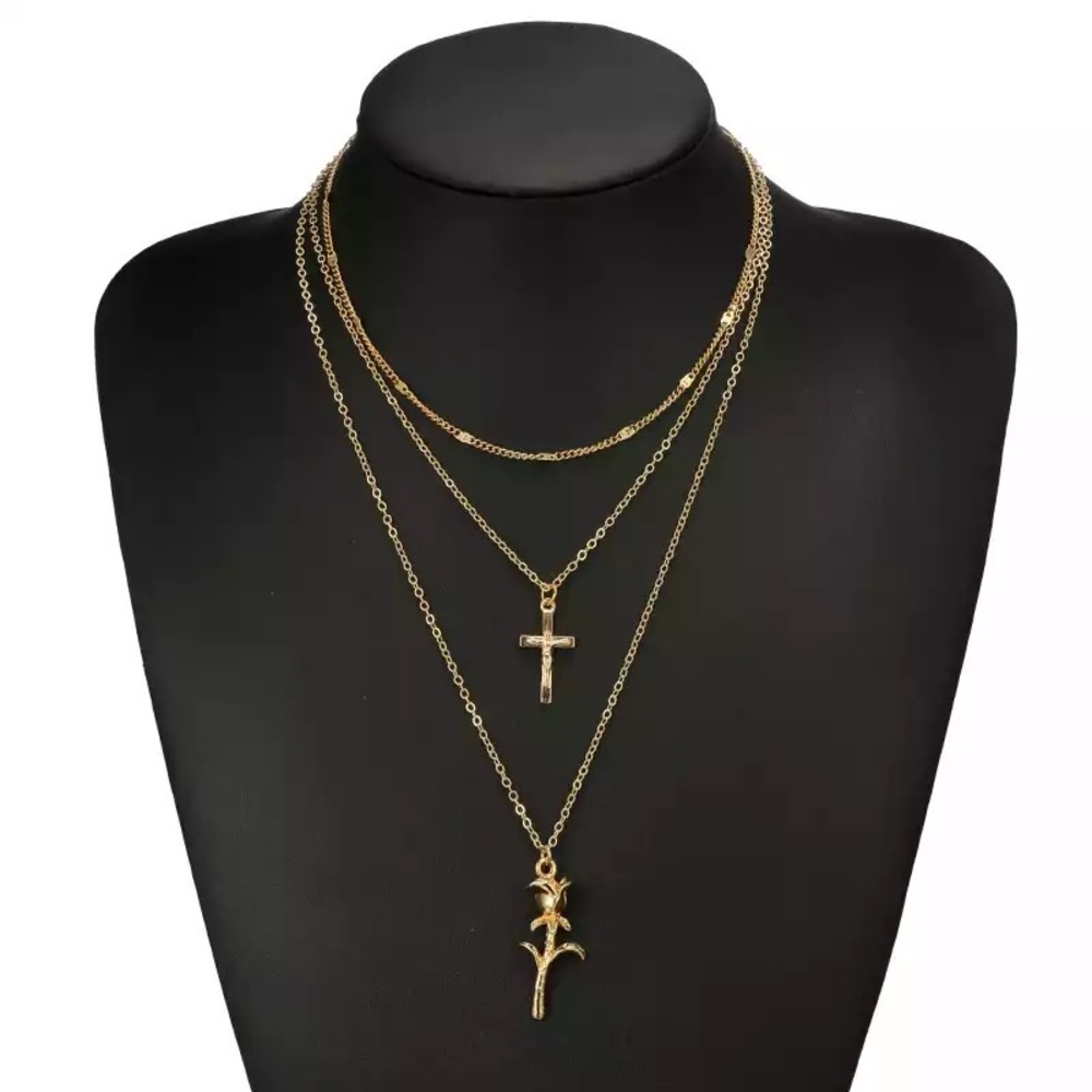 NEW! rose cross necklace set ✧ - Picture 3 of 4